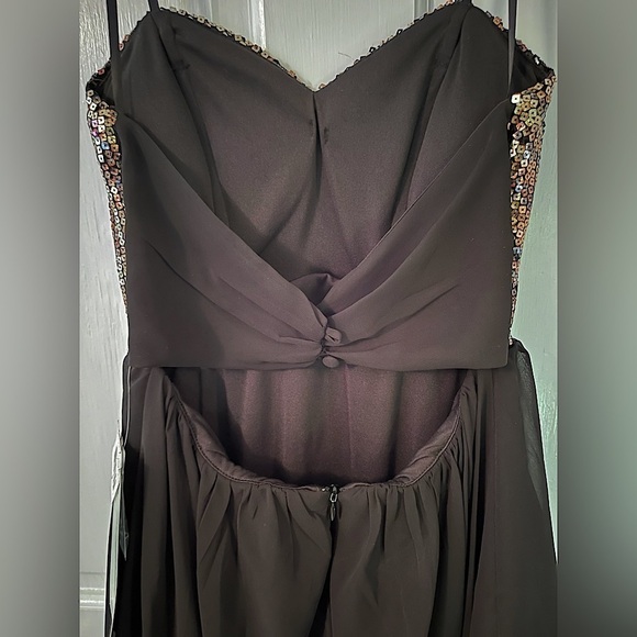 (NWT) Black & Gold Sequin Sweetheart Prom Party Mini Dress - Picture 6 of 11